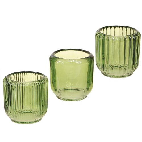Artikel Lantaarn Glazen Theelichthouder Retro Groen 8cm 6 Stuks