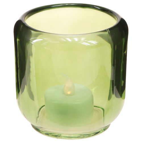 Floristik24 Lantaarn Glazen Theelichthouder Retro Groen 8cm 6 Stuks