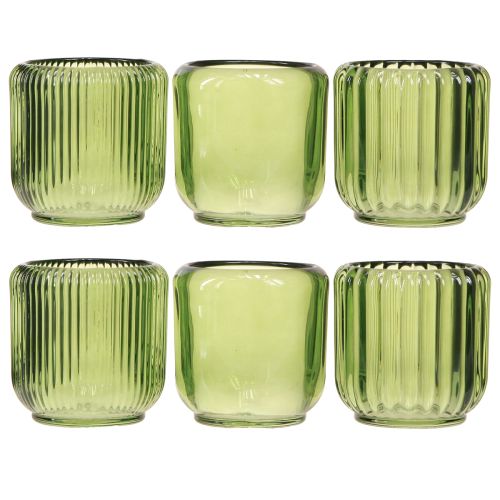 Artikel Lantaarn Glazen Theelichthouder Retro Groen 8cm 6 Stuks