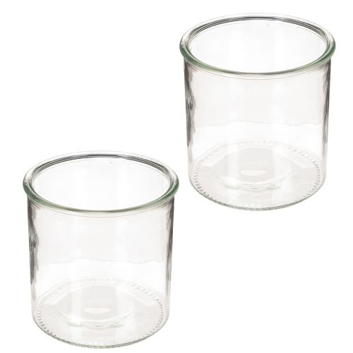 Glazen theelichthouder, rond, helder glas, veelzijdig, 12 cm, 2 stuks | Floristik24.nl