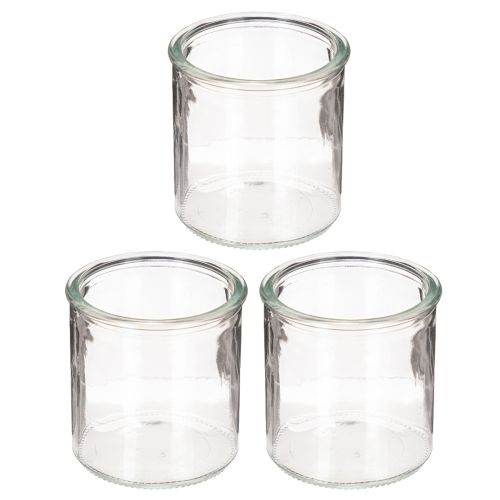Ronde glazen theelichthouder, helder glas, 8 cm, 3 stuks | Floristik24.nl