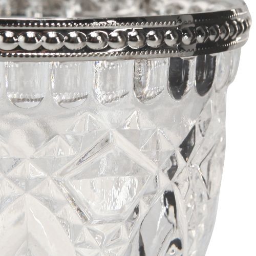 Floristik24 Lantaarn glas met metalen rand helder Ø9cm H10,5cm 6 st