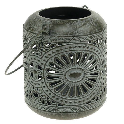 Floristik24 Windlicht grijs Ø9cm H11,5cm