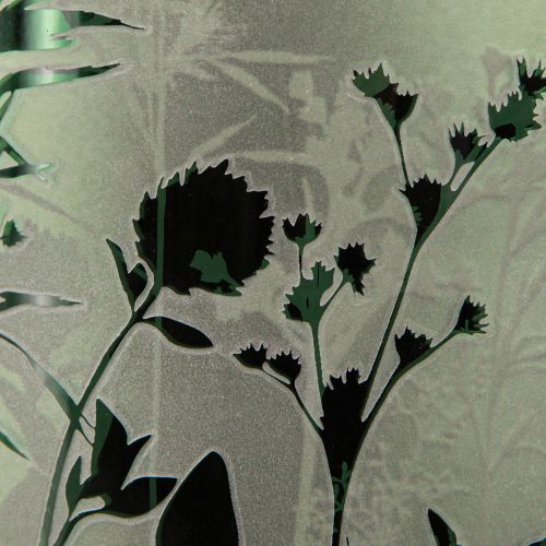 Artikel Lantaarn groot decoratief glas in witgroen motief weide H24cm