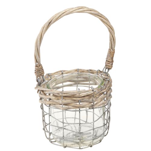 Artikel Lantaarn hangende decoratie metaal glas wilg Ø13cm H12cm 2st