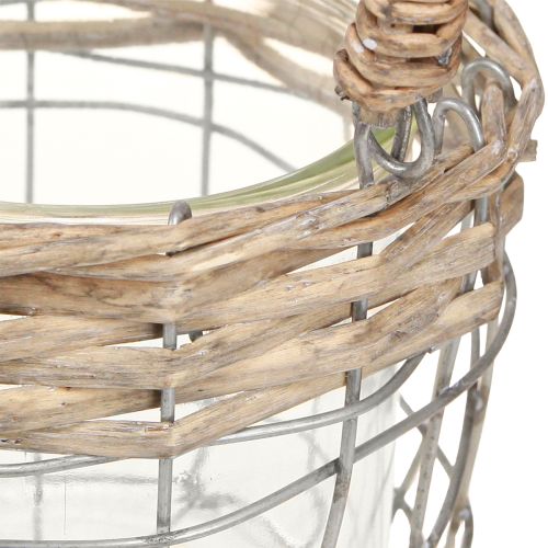 Artikel Lantaarn hangende decoratie metaal glas wilg Ø13cm H12cm 2st