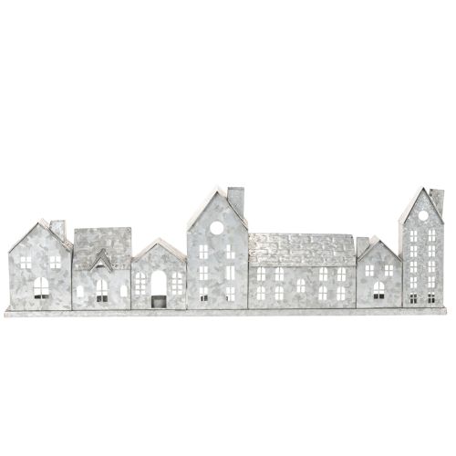 Decoratieve rij huisjes met theelichthouders, adventsdecoratie, 68 cm