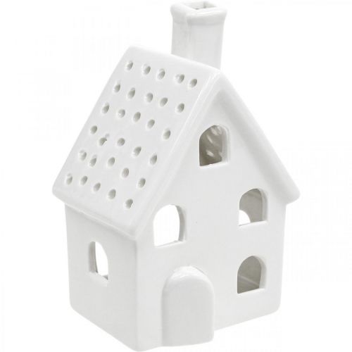 Artikel Windlicht huis keramiek licht huis Advent wit H14cm 2st