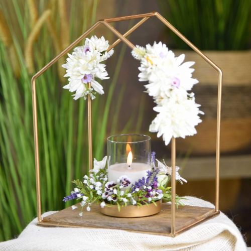 Floristik24 Lantaarnhuis metaal decoratie waxinelicht kaars glas 20×16×26cm
