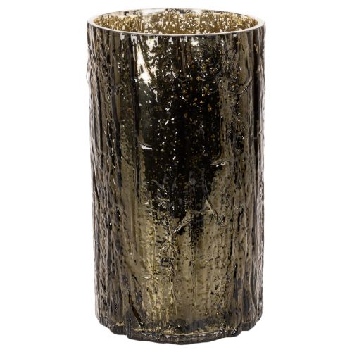 Glazen theelichthouder met reliëf van een hertenkop en bomen, winterdecoratie, 26 cm | Floristik24.nl