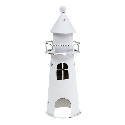 Floristik24 Deco vuurtoren 15cm wit