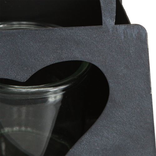 Artikel Lantaarn Metalen Decoratie Zak met Hart Antraciet H18cm 2st