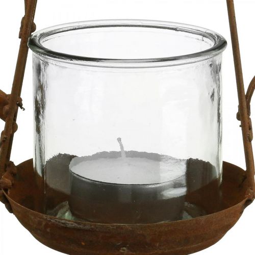 Floristik24 Lantaarn metaal glas theepot patina decoratie Ø15cm H26cm