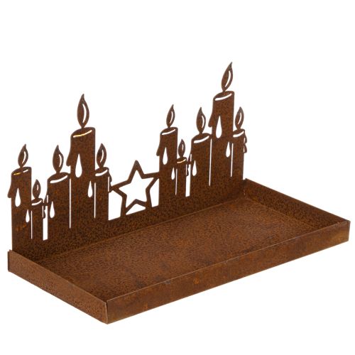 Metalen lantaarn met glazen inzetstuk, roestkleurige metalen afwerking, decoratieve kaarsenhouder, 21,5 cm | Floristik24.nl