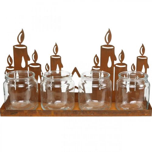 Artikel Lantaarn metalen glazen inzet patina decoratieve kaarsen L41cm