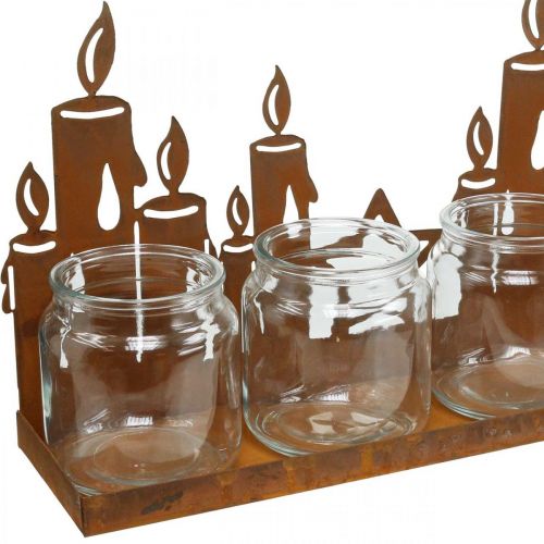 Artikel Lantaarn metalen glazen inzet patina decoratieve kaarsen L41cm