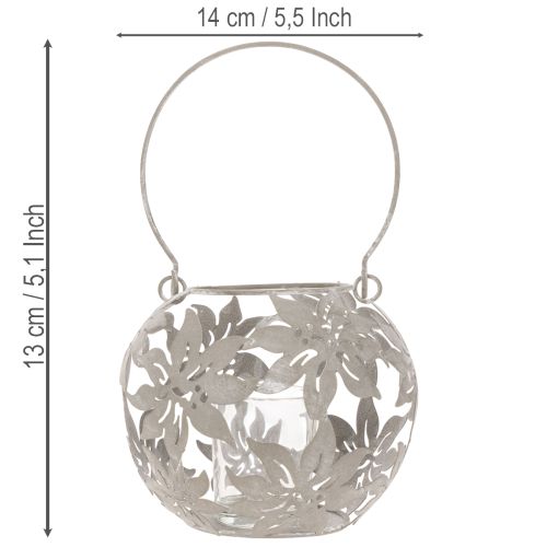 Metalen hanglantaarn voor windlichtdecoratie, grijs, Ø14cm H13cm | Floristik24.nl