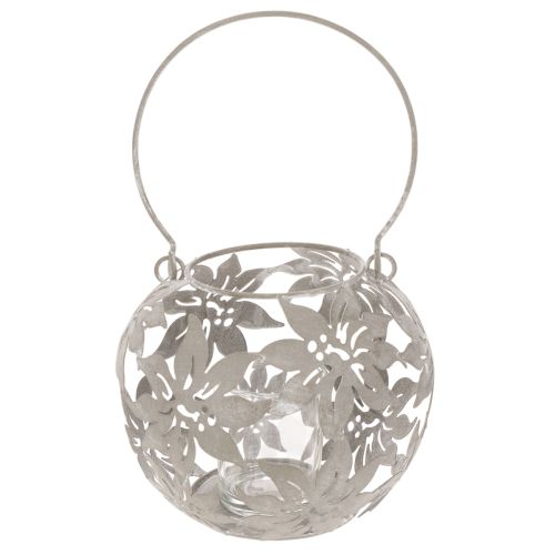 Metalen hanglantaarn voor windlichtdecoratie, grijs, Ø14cm H13cm | Floristik24.nl