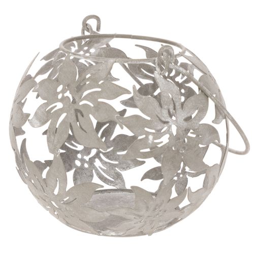 Metalen hanglantaarn voor windlichtdecoratie, grijs, Ø14cm H13cm | Floristik24.nl