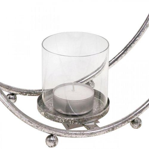 Lantaarn metalen kandelaar zilver glas Ø33cm