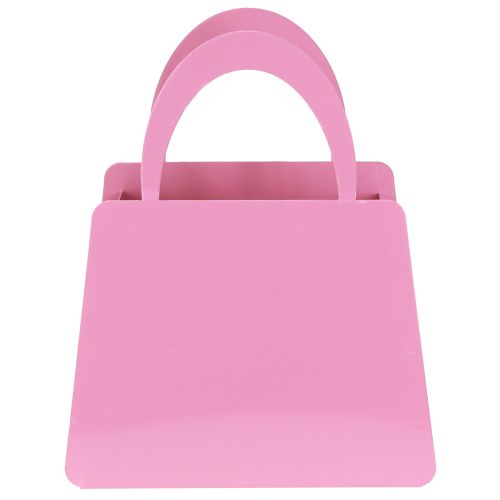 Artikel Lantaarn metalen tas met glazen inzetstuk roze hart H26cm