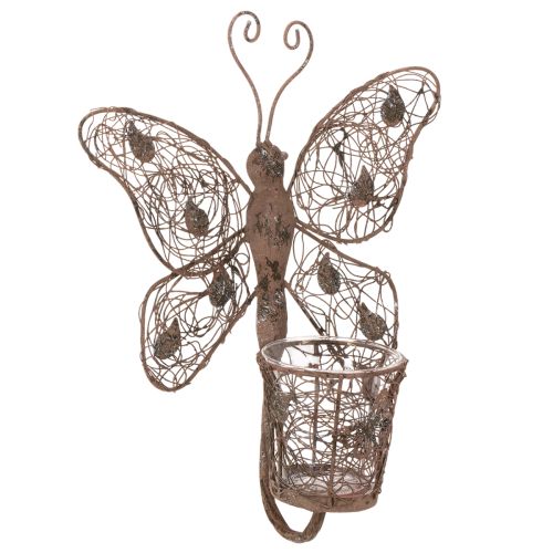 Metalen lantaarn, wanddecoratie, vlinder, roestkleurige afwerking, 36,5 cm kopen | Floristik24.nl