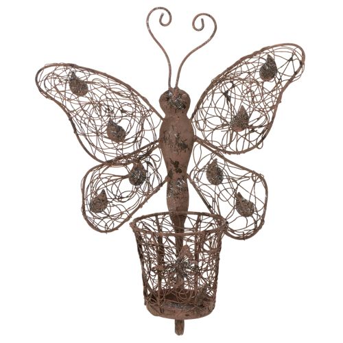 Metalen lantaarn, wanddecoratie, vlinder, roestkleurige afwerking, 36,5 cm | Floristik24.nl