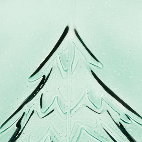 Glazen votiefkaarsenhouder met reliëf van dennenbomen, kerstdecoratie, 16 cm | Floristik24.nl