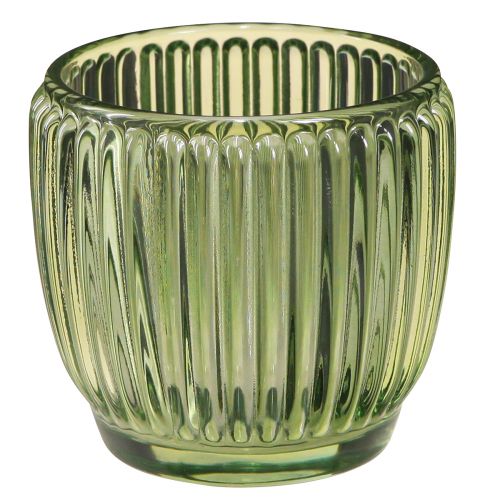 Lantaarn theelichthouder glas groen retro Ø7cm H7cm 6 st