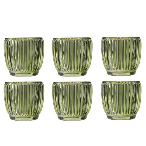 Artikel Lantaarn theelichthouder glas groen retro Ø7cm H7cm 6 st