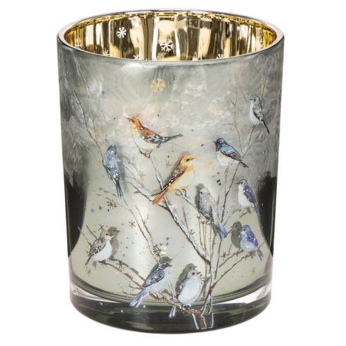 Kandelaar met vogels, winterdesign, glanzend, 12 cm kopen | Floristik24.nl