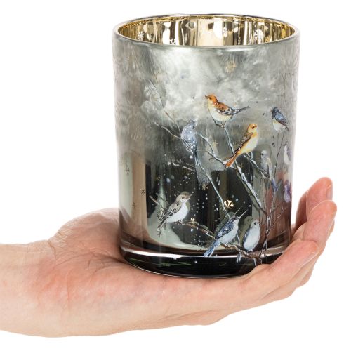 Kandelaar met vogels, winterdesign, glanzend, 12 cm | Floristik24.nl