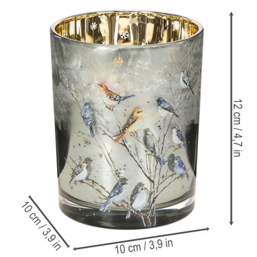 Kandelaar met vogels, winterdesign, glanzend, 12 cm | Floristik24.nl