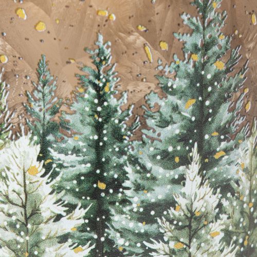 Glazen theelichthouder met dennenbosmotief, winterdecoratie, 15 cm | Floristik24.nl