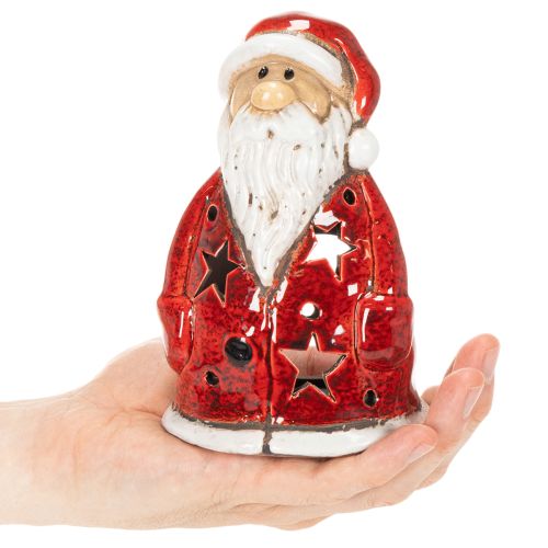 Decoratief kerstmanfiguurtje als theelichthouder met sterren, tafeldecoratie, 15 cm | Floristik24.nl