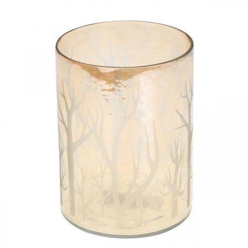 Artikel Lantaarn Glas Decoratie Bomen Bruin Theelicht Glas Ø9.5cm H13.5cm