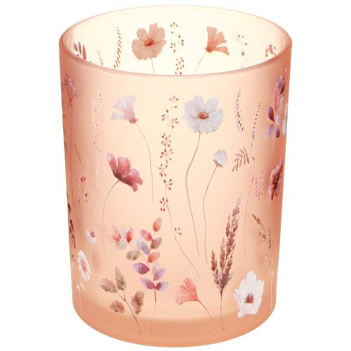 Decoratieve glazen lantaarn met bloemenmotief voor stijlvolle woonaccessoires, 12,5 cm, 2 stuks