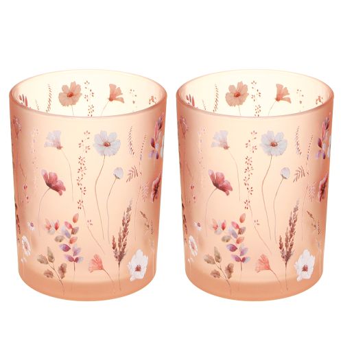 Artikel Decoratieve glazen lantaarn met bloemenmotief voor stijlvolle woonaccessoires, 12,5 cm, 2 stuks
