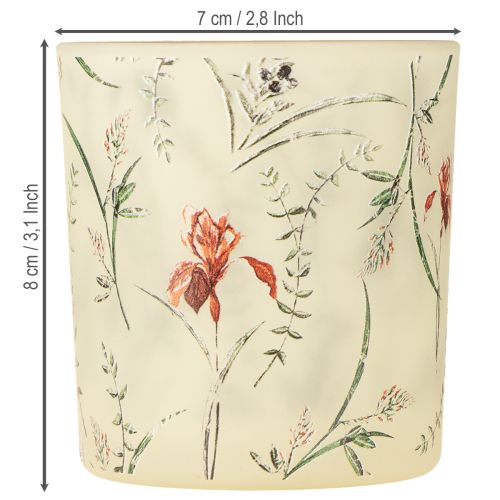 Artikel Decoratieve glazen lantaarn met bloemenmotief voor een sfeervolle inrichting, 8 cm, 4 stuks.