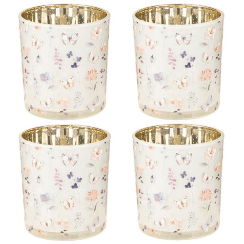 Artikel Decoratieve glazen lantaarn met vlinderdesign voor stijlvolle woonaccessoires, 8 cm, 4 stuks