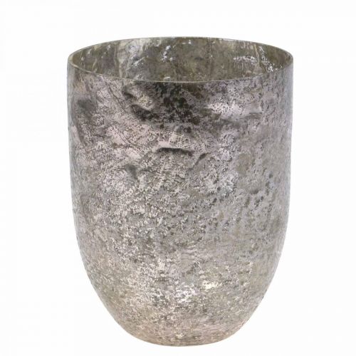 Lantaarn Glas Vintage Theelichtje Glas Roze, Goud Ø12cm H15cm