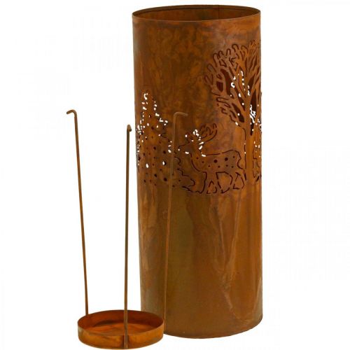 Floristik24 Kandelaar roest look decoratie hert 30/38.5/45cm set van 3