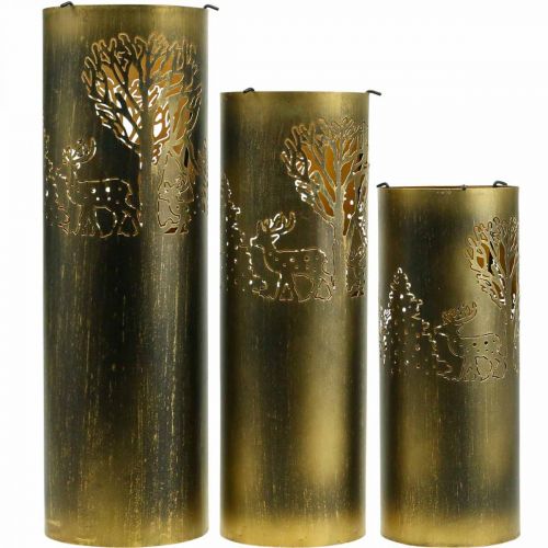 Artikel Vintage kandelaar metaal hert 30/38.5/45cm set van 3