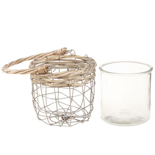 Artikel Lantaarn om op te hangen glas metaal wilg Ø14.5cm 2st