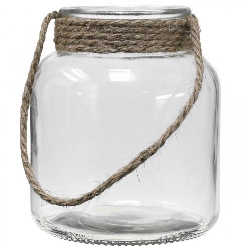Floristik24 Lantaarn glas, theelichthouder om op te hangen H16.5cm Ø14.5cm