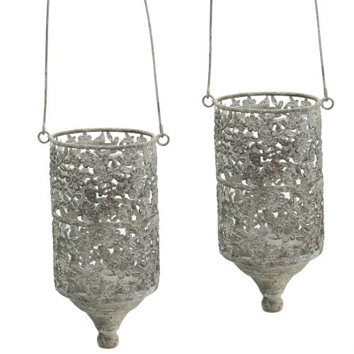 Floristik24 Hangdraad licht antiek metaal Ø10cm H21cm 2st