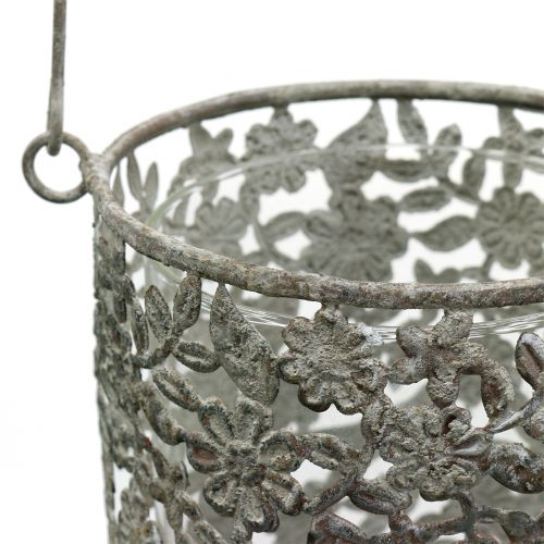 Floristik24 Hangdraad licht antiek metaal Ø10cm H21cm 2st