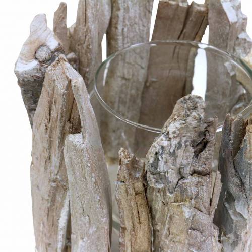 Floristik24 Lantaarn hout wit gewassen Ø14cm H14cm