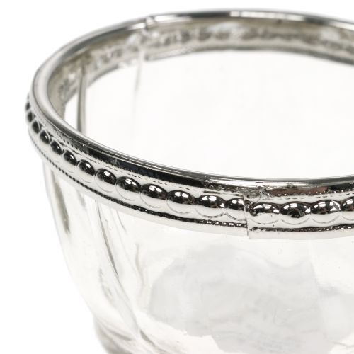 Floristik24 Theelicht glas antiek met metalen rand Ø7cm H4cm