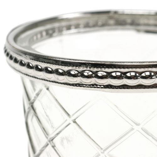 Floristik24 Theelicht glas diamant met metalen rand Ø8cm H5.5cm 4st